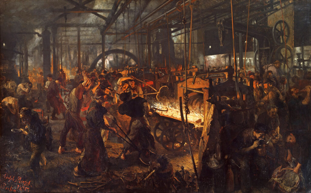 The Iron Rolling Mill (Modern Cyclopes), Adolph Menzel, oil on canvas, 1875. Alte Nationalgalerie, Berlin.